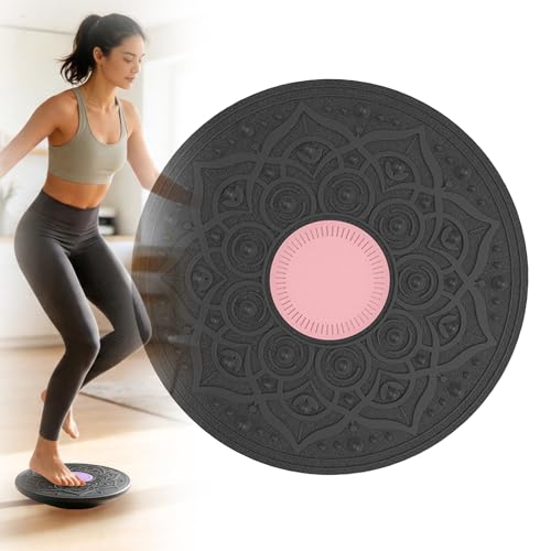 Wobble Balance Board, Non Slip Stability Trainer, Rotation Fitness Equipment for Home Gym Yoga Workout Training Balance Core Exercise - color: Pink
