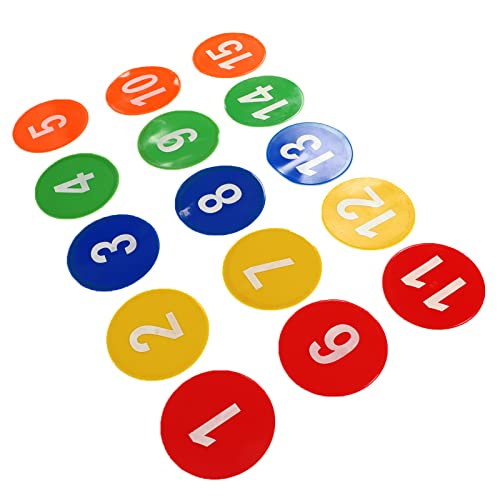 Estink 15 Numbered Spot Markers PVC Sports Floor Markers 23cm 9.1in Multicolor Carpet with 5 Colors for Soccer Training PE Classes Playground Activities