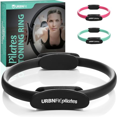 Pilates Ring - 12" Magic Circle w/Dual Grip, Foam Pads for Inner Thigh Workout, Toning, Fitness & Pelvic Floor Exercise - Yoga Rings w/Bonus Exercise Guide - color: Black