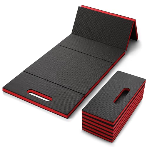 Foldable EVA Utility Mat with Handle, Heavy Duty Mechanic Mat for Kneeling, Workouts, Garages, Gardening, Camping, Picnics, Outdoor Adventures and Home Gyms, Red - color: Red