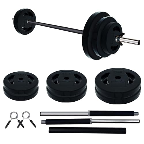Hipicute Adjustable Barbell Set, 40LB, Black, PU, Padded Grip, 22LB Max Weight, Barbell, Black - color: Black, size: 40LB