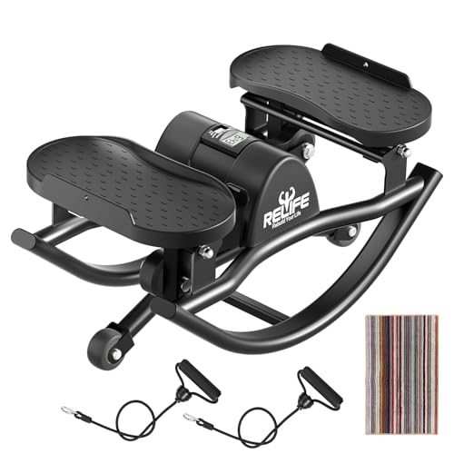 RELIFE REBUILD YOUR LIFE Rock Stepper Side to Side Rocking Fitness Stepper, Low-Impact Balance Board with Resistance Bands,Non-Slip Base for Full Body Workout, Fitness Machine Equipment at Home