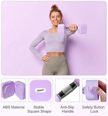 Adjustable Dumbbell Set for Women Men 7.5LB/10LB/15LB/20LB/25LB Each - color: Purple, style: 10LB Each [20 LBS Total]