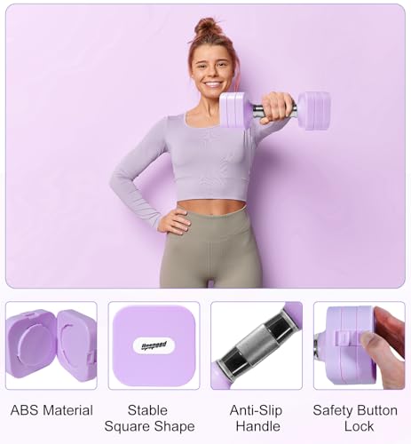 Adjustable Dumbbell Set for Women Men 7.5LB/10LB/15LB/20LB/25LB Each - color: Purple, style: 20LB Each [40 LBS Total]