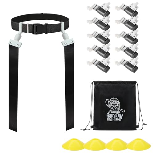Gameday Flag Football Set – Kits for 2–14 Players w/Belts, Agility Cones & Carry Bag – Available in Multi Colors & Sizes