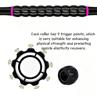 Muscle Roller Stick - A Full-Body Massage Roller that Can Relieve Muscle Soreness, Cramps and Tension After Exercise. It is a Handheld Physical Therapy and Recovery Tool（Red and Black） - color: Red Black