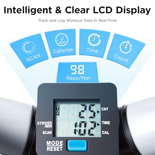 Efitment Mini Stepper for Exercise at Home, Twist Stair Stepper with Resistance Bands, LCD Monitor, Compact Cardio Step Machine for Full Body Workout