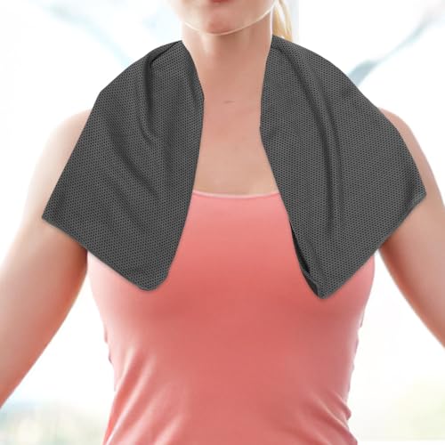 Quick Dry Sports Towel with Sweat Absorption, Comfortable Microfiber Fitness Towel for Camping, Hiking, Beach Use – Compact, Lightweight, Dark Gray with Mesh Bag