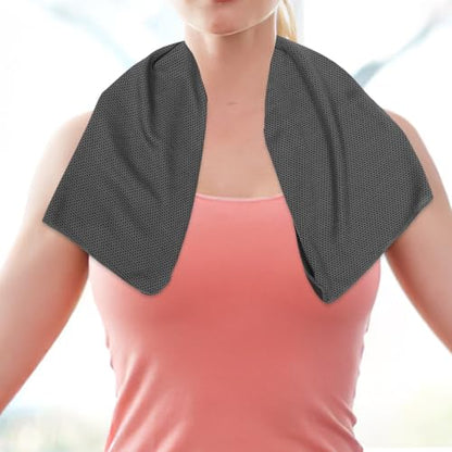 Quick Dry Sports Towel with Sweat Absorption, Comfortable Microfiber Fitness Towel for Camping, Hiking, Beach Use – Compact, Lightweight, Dark Gray with Mesh Bag