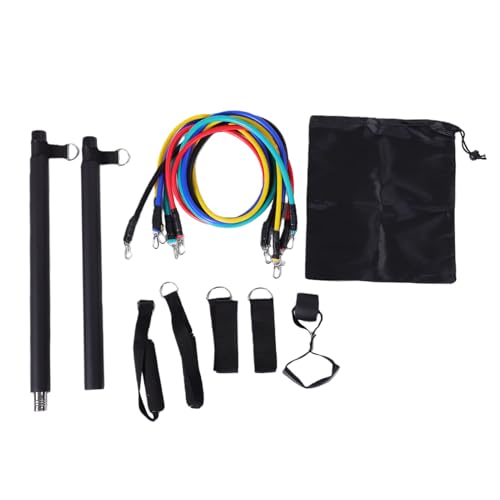 ZJchao 13 Pcs Fitness Resistance Band Set, Arm Exercise Band Resistance Tube Pull Up with Alloy Connectors Foam Padded Door Anchor for Home Strength Training Pilates Workouts - color: Black