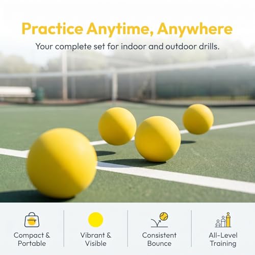 SUPVOX 4Pcs High Bounce Squash Balls: Professional Hollow Rubber Training for Racquetball & Handball - High Visibility Yellow Reflex Response Balls for Reflex & Agility Drills
