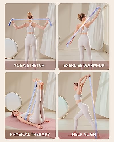 YOTTOY Yoga Strap and Resistance Bands-Exercise Elastic Bands for Working Out Women with 10 Loops-Perfect for Stretching and Physical Therapy - color: blue