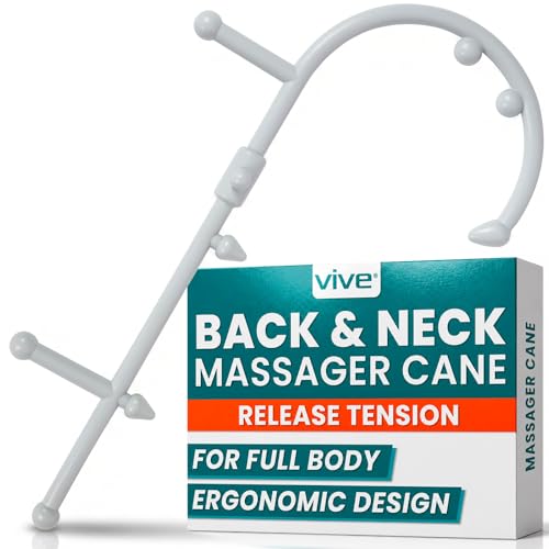 Vive Back and Neck Massager Cane - Trigger Point Massage Tools for Pain Relief and Muscle - Handheld Self Massage Hook Therapy for Neck, Shoulder - Deep Tissue Myofascial Release Aid for Women & Men - style: Massage Cane