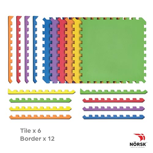 Dual-Sided Reversible 1/2" Foam Exercise Mats for Home Gym - Interlocking EVA Foam Tiles