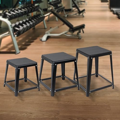 Plyometric Boxes for Jumping - color: Black, size: 12/18/24 inch
