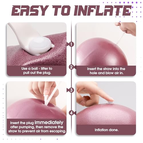 ROSAPOAR Small Exercise Ball - 9 Inch Mini Pilates Ball, Anti-Burst Yoga Ball for Stretching & Core Strength Workout, Physical Therapy & Yoga at Home Gym & Office