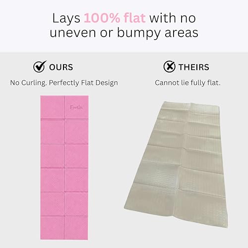 Foldable Yoga Mat, 72" x 24", 6mm Thick, Lightweight & Non-Slip - color: Pink