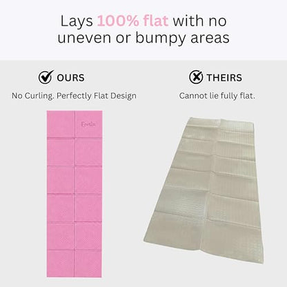 Foldable Yoga Mat, 72" x 24", 6mm Thick, Lightweight & Non-Slip - color: Pink