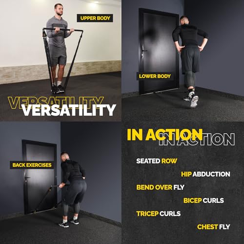 Tube Resistance Bands for Working Out Men and Women - 180lb Exercise Bands Set with Handles, Resistance Band Bar, Ankle Straps, Foot Straps, Door Anchor for Home Gym Strength