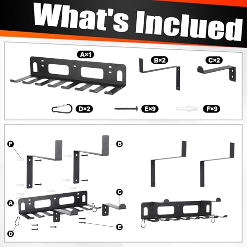 Novabright Gym Storage Rack Resistance Band Rack Multi Purpose Wall Mount for Home 8 Hook Wall Hanger Display with 4 Adjustable Hooks for Gym Equipment, Exercise Bands, Lifting Belts and Jump Ropes