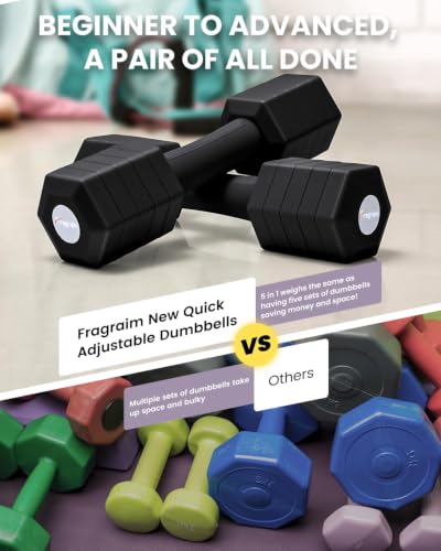 Adjustable Dumbbell Set, 4-in-1 Hand Weights, 5/6 LB Pair for Women Men - color: Black, style: 12 lbs Pair [6 lbs Each]
