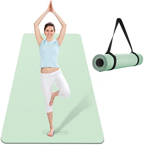 CAMBIVO Extra Wide Yoga Mat for Women and Men (72"/84"x 32"x 1/4") TPE Workout Mat, Non-slip Large Exercise Fitness Mat for Yoga, Pilates, Workout - color: Mint Green, size: 72" x 32" x 8mm