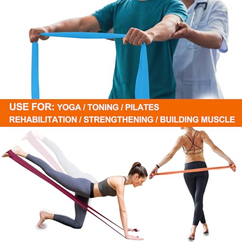 Professional Individual Exercise Resistance Bands, Single 5, 6,7 Ft or 8 Yards Elastic Bands, Non-Latex Stretch Bands for PT, Yoga, Pilates, Rehab, at-Home or The Gym Workouts