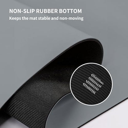 Professional PU Rubber Yoga Mat, Double-Sided Non Slip Sweat Resistant Exercise Mat for Men Women, Comfortable Extra Long & Wide for Yoga, Pilates, Fitness, Home Gym, 72"×26.8"×0.18"(4.5mm)Thick - color: gray