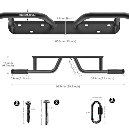 SELEWARE Heavy Duty Welded Pull Up Bar Wall/Joist/Ceiling Mount Chin Up Bar - color: C1: Black Wall Mount Pull Up Bar