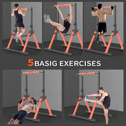 Pull-Up Dip Station Pull-Up Chin-Up Weight Capacity 350LBS - color: tangerine