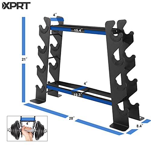 XPRT Fitness Compact Heavy Duty Dumbbell Rack | 400 lbs Capacity 2-Tier Steel Frame | Fits 5–30 lb Dumbbells | Space-Saving A-Frame Design for Home Gym