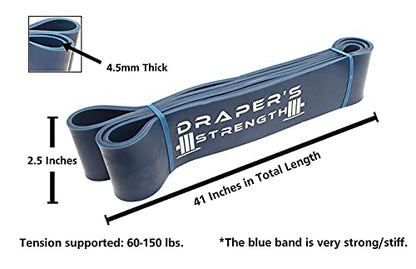 Draper's Strength Heavy Duty Resistance Stretch Loop Bands for Powerlifting Workout Exercise and Assisted Pull Ups - color: #06 Blue