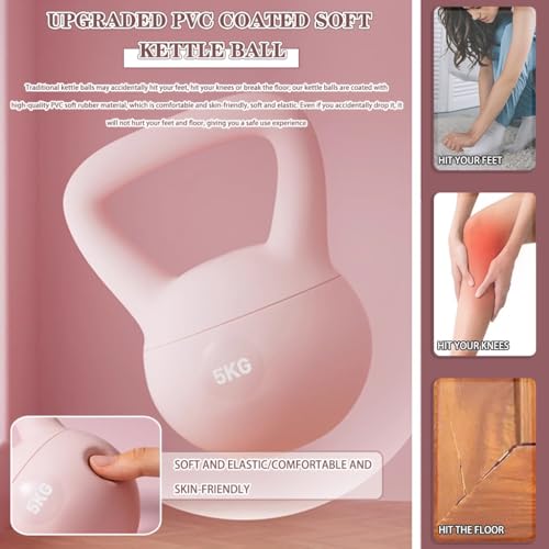 Kettle Bells Women Gym Beginner Exercise Soft Kettlebell, Office Strength Training Kettle Ball, Does Not Damage The Floor, Buttocks/Slimming(Pink-4kg)