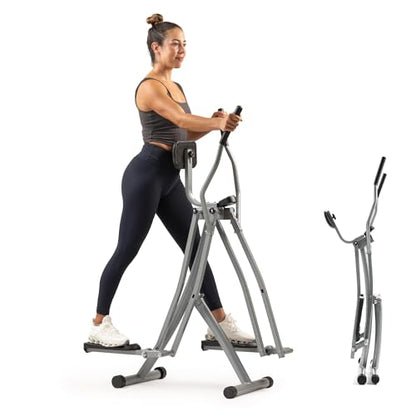 Sunny Health & Fitness Foldable Air Walk Elliptical, 30" inch Long Stride Glide Exercise Full-Body Cardio Cross Smart Trainer for Home Office, SunnyFit App via Bluetooth with Adjustable Resistance - style: Smart
