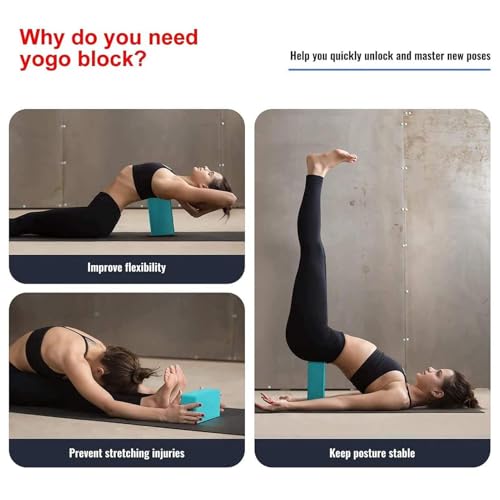 Yoga Blocks, Non-Slip Wedge Stretcher Block, High Density EVA Foam Brick, Lightweight Foam Yoga Block Strap, Exercise Accessories, for Yogas, Fitness, Pilates, Stretching, Toning Workouts - color: Dark Blue