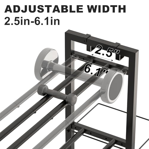 3-Tier Adjustable Dumbbell Rack Heavy Duty Metal Storage Rack, Dumbbell Weight Rack and Kettlebells Rack, Yoga Mat Organizer, Multi-Purpose Gym Equipment Storage Stand for Home Gym Accessories
