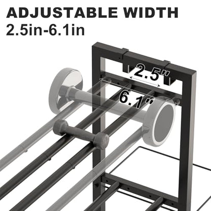 3-Tier Adjustable Dumbbell Rack Heavy Duty Metal Storage Rack, Dumbbell Weight Rack and Kettlebells Rack, Yoga Mat Organizer, Multi-Purpose Gym Equipment Storage Stand for Home Gym Accessories