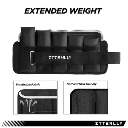 Adjustable Ankle Weights 1-5/10/15/20LBS Pair with Carry Bag - Breathable Fabrics, Reflective Trim - Strength Training Leg Wrist Arm Ankle Walking Weights Sets for Women Men Kids - color: Black, size: 10 lbs Pair (5 lbs Each)
