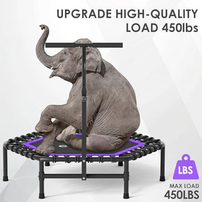 45'' Rebounder Trampoline for Adults - Max Load 450lbs, Trampoline with Adjustable Foam Handle Indoor/Outdoor Fitness Body Exercise - color: Purple