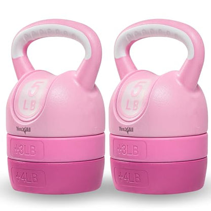 Yes4All Kettlebell Sets - Adjustable Kettlebell Set for Strength Training - Kettlebells Adjustable Weight for Versatile Workouts - color: C. Pink, style: B. Pair/Combo