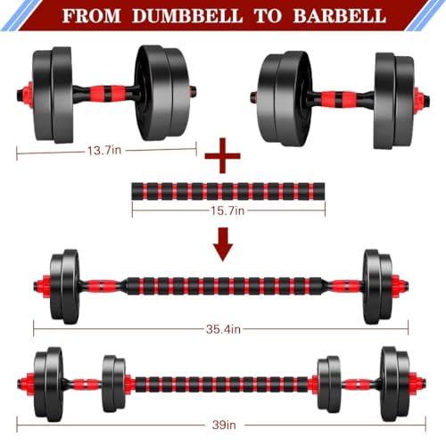 Adjustable-Dumbbells-Sets,Free Weights-Dumbbells Set of 2 Convertible To Barbell A Pair of Lightweight for Home Gym,Women and Men Equipment