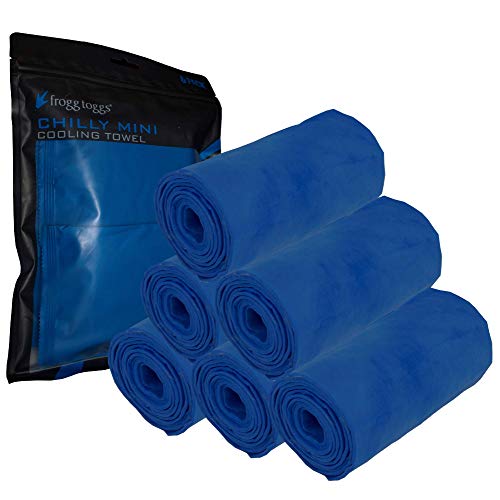 FROGG TOGGS Chilly Mini Cooling Neck Towel, 6 count, 29"x3" - color: Blue - 6 Pack
