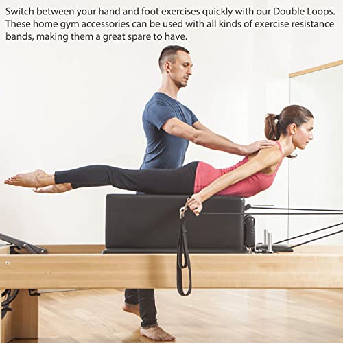 Pilates Straps - Double Loop D-Ring Straps for Reformer, Padded, Home Gym Workout