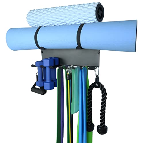 Multi-Purpose Gym Equipment Storage Rack Resistance Bands Storage Hanger Barbell Rack Heavy Duty Gym Rack for Exercise Bands, Lifting Belts and Jump Ropes