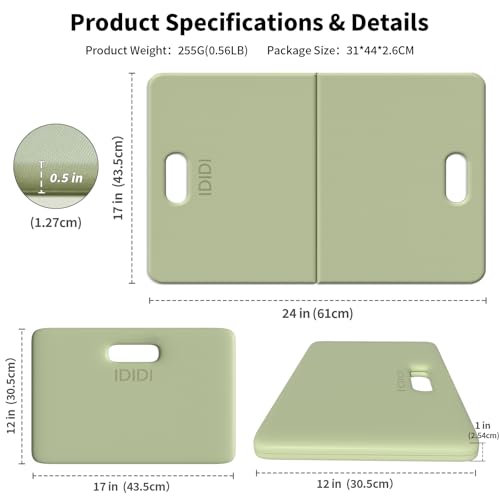 Foldable Exercise Pad Extra Thick 1.2" x 14" x 24" - color: Deep green+Black