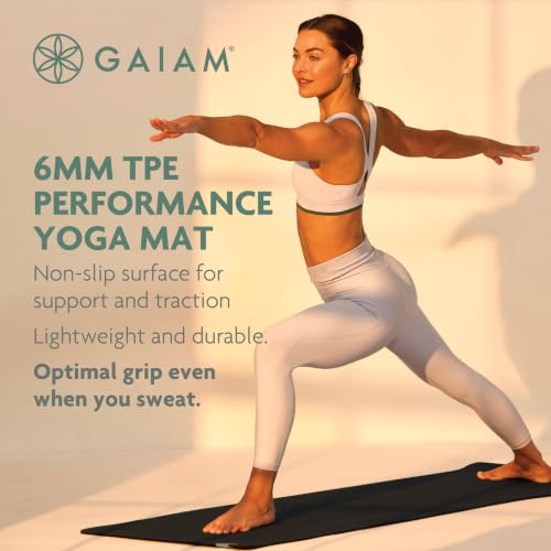 Gaiam Performance TPE Yoga Mat, 6mm Non-Slip