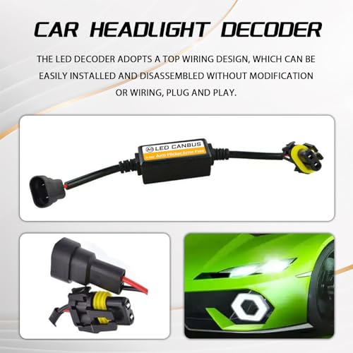 2PCS Car LED Headlight Decoder, 9006/9005 Blinker Resistor Hid LED Conversion Kit Warning Error Decoder Universal Anti Flicker Relay Canceller Capacitor Resistor Harness Adapter（9006/9005）