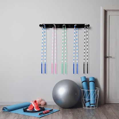 Shimeyao 25" Jump Rope Hooks Wall Mounted, 5 Peg Metal Holder Rack