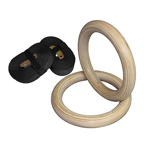 Garneck Gymnastic Rings Workout Rings Exercise Rings Fitness Ring Wooden - color: Multi