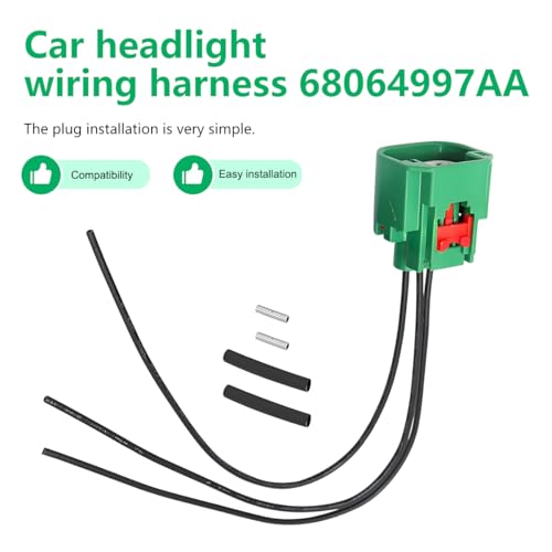 2PCS Car Headlight Connector Wiring Harness, H13 9008 Headlight Daytime Running Parking Lamp Replaces 68064997AA, Compatible with Wrangler JK Liberty Patriot Caliber